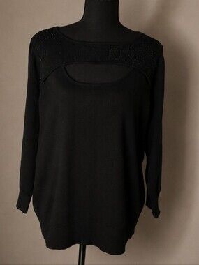 Cable & Gauge Black Knit Top with Sequin Detail